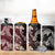Polynesian Hawaiian Plumeria Tribal Pattern 4 in 1 Can Cooler Tumbler Special Wine Red Version