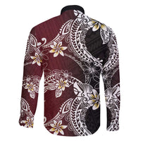 Polynesian Hawaiian Plumeria Tribal Pattern Family Matching Off The Shoulder Long Sleeve Dress and Hawaiian Shirt Special Wine Red Version