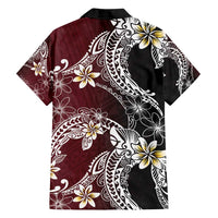 Polynesian Hawaiian Plumeria Tribal Pattern Family Matching Puletasi and Hawaiian Shirt Special Wine Red Version LT01 - Polynesian Pride