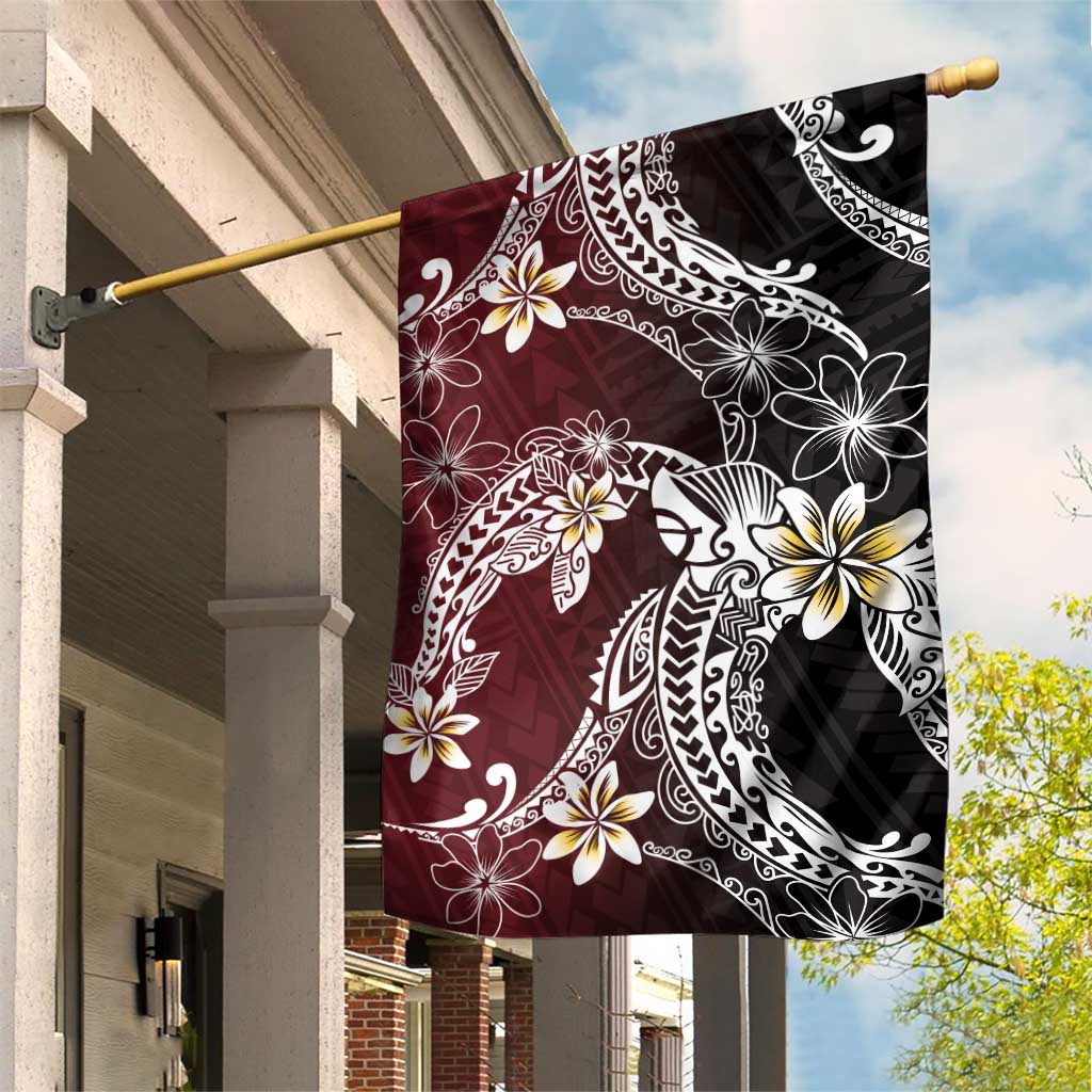 Polynesian Hawaiian Plumeria Tribal Pattern Garden Flag Special Wine Red Version