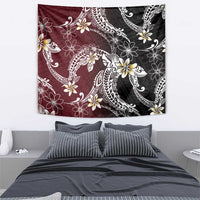 Polynesian Hawaiian Plumeria Tribal Pattern Tapestry Special Wine Red Version