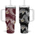 Polynesian Hawaiian Plumeria Tribal Pattern Tumbler With Handle Special Wine Red Version