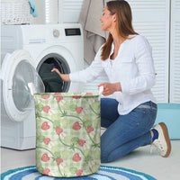 Anthurium Pikake Ti Leaf Palaka Laundry Basket Green Version LT01 - Polynesian Pride