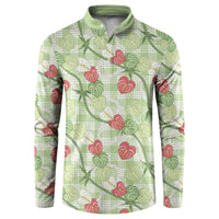 Anthurium Pikake Ti Leaf Palaka Button Sweatshirt Green Version