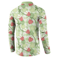 Anthurium Pikake Ti Leaf Palaka Button Sweatshirt Green Version