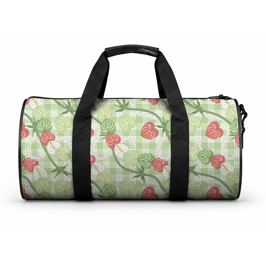 Anthurium Pikake Ti Leaf Palaka Duffle Bag Green Version LT01 One size Green - Polynesian Pride