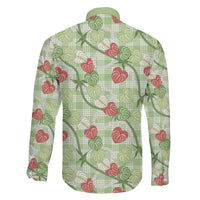 Anthurium Pikake Ti Leaf Palaka Family Matching Puletasi and Hawaiian Shirt Green Version