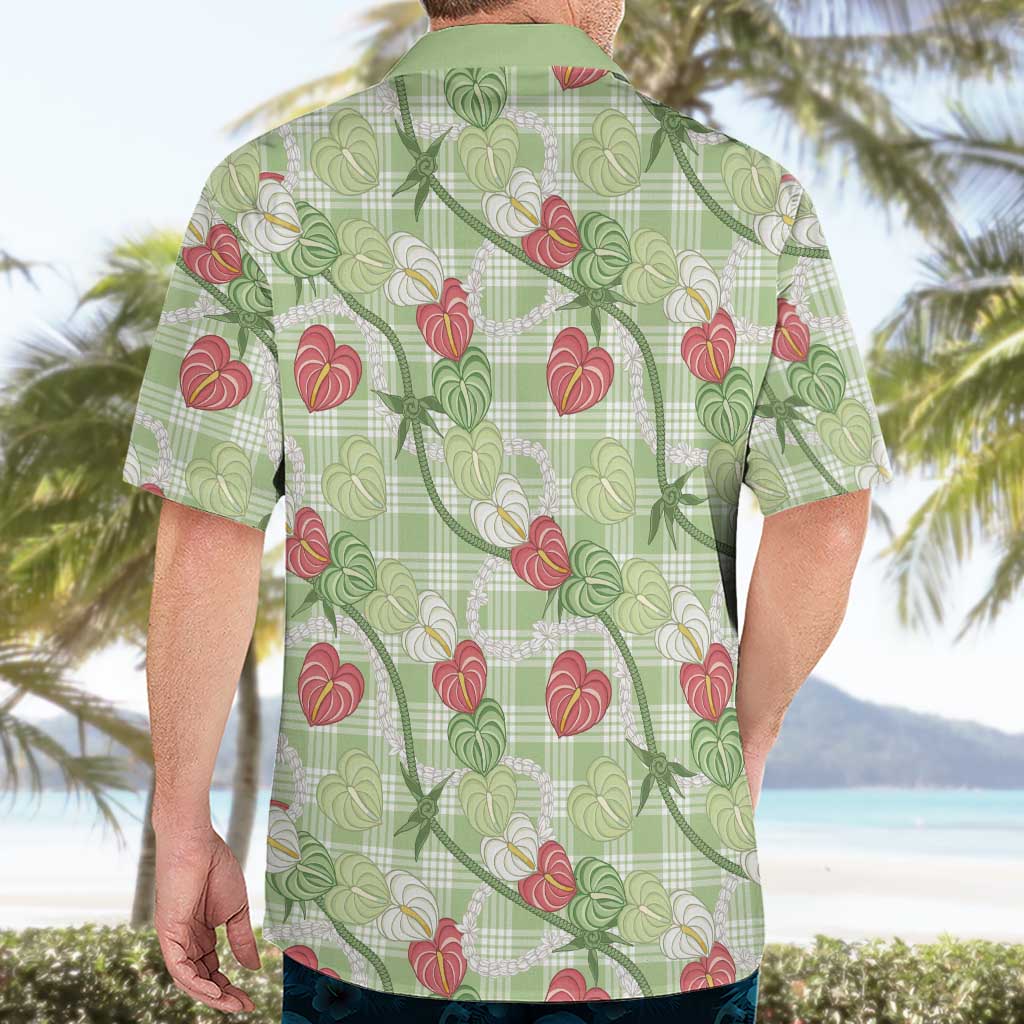 Anthurium Pikake Ti Leaf Palaka Hawaiian Shirt Green Version LT01 - Polynesian Pride