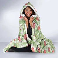 Anthurium Pikake Ti Leaf Palaka Hooded Blanket Green Version LT01 - Polynesian Pride