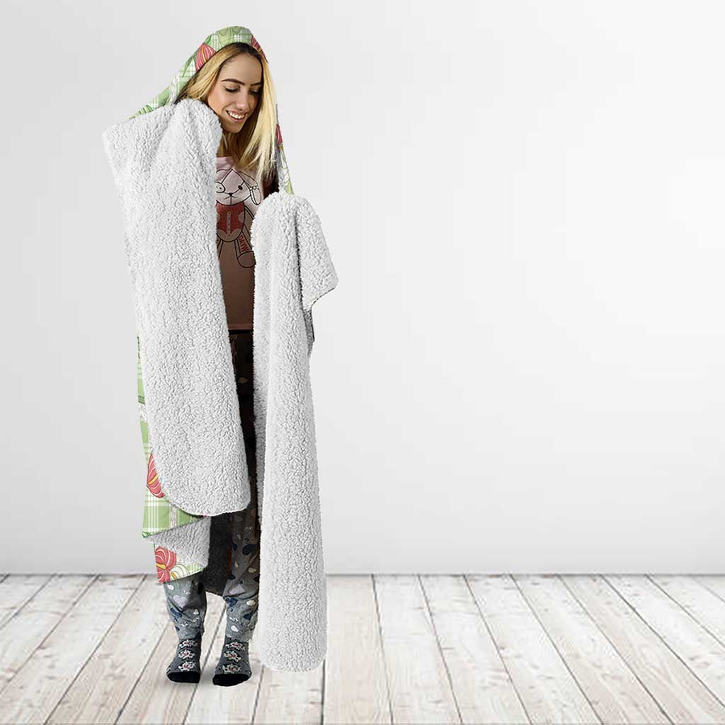 Anthurium Pikake Ti Leaf Palaka Hooded Blanket Green Version LT01 - Polynesian Pride