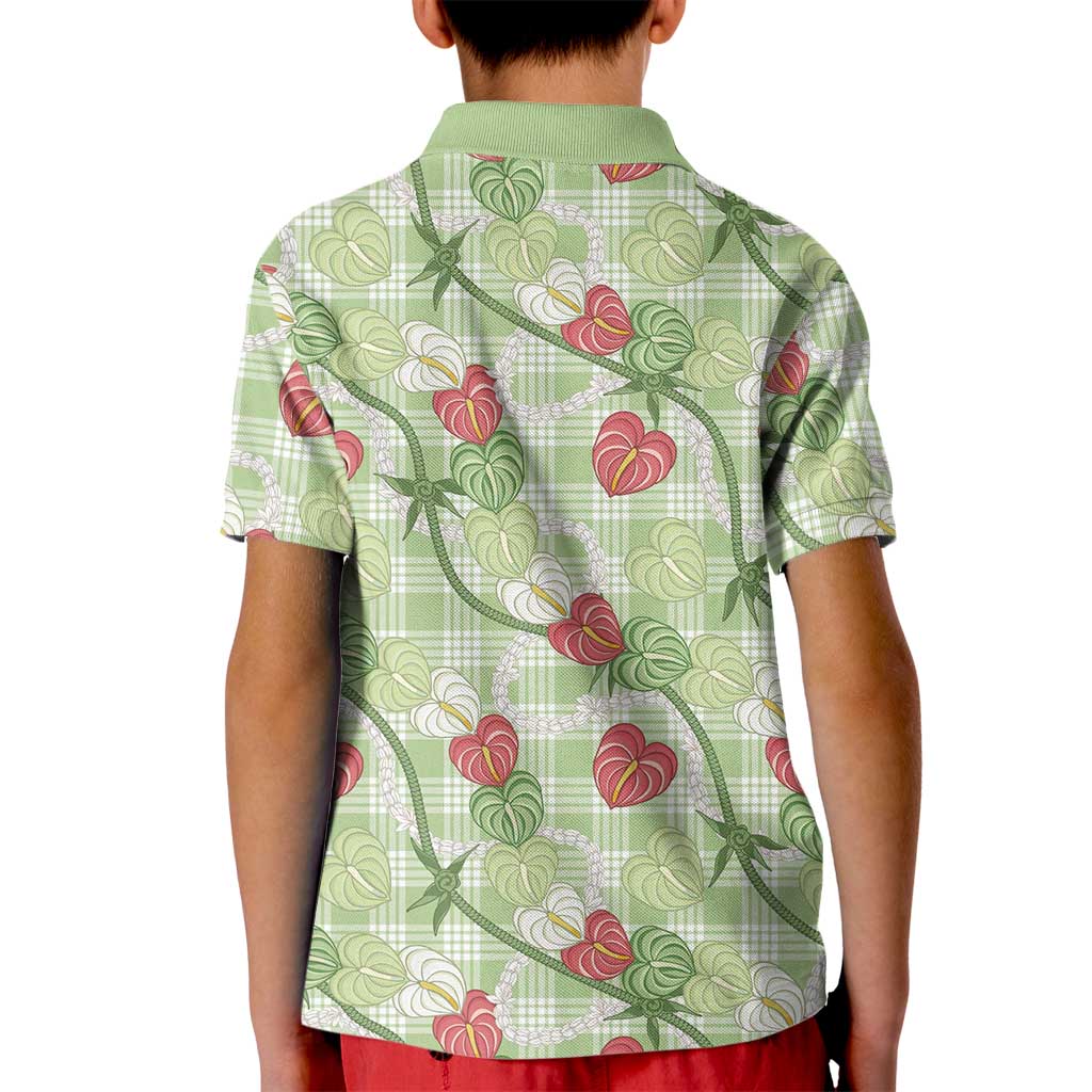 Anthurium Pikake Ti Leaf Palaka Kid Polo Shirt Green Version