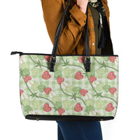 Anthurium Pikake Ti Leaf Palaka Leather Tote Bag Green Version