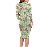 Anthurium Pikake Ti Leaf Palaka Long Sleeve Bodycon Dress Green Version