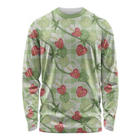 Anthurium Pikake Ti Leaf Palaka Long Sleeve Shirt Green Version