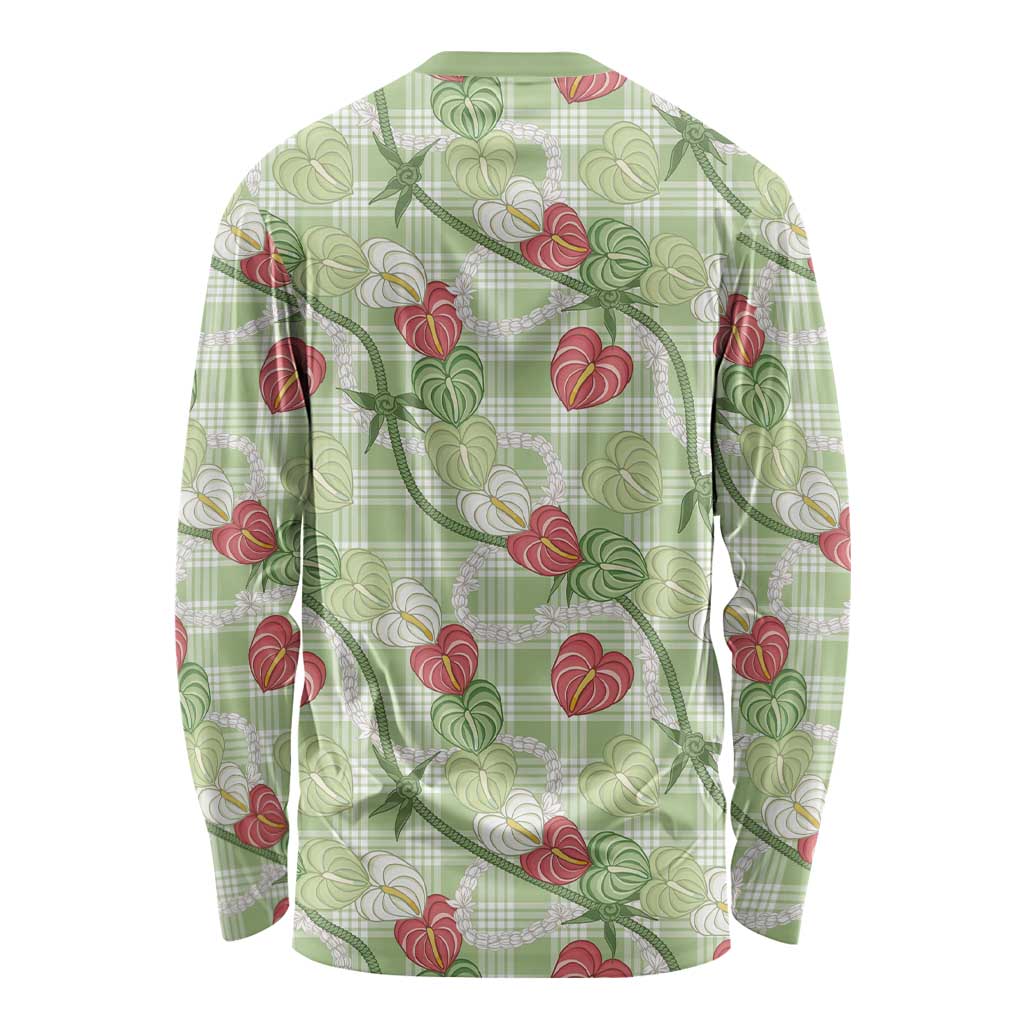 Anthurium Pikake Ti Leaf Palaka Long Sleeve Shirt Green Version