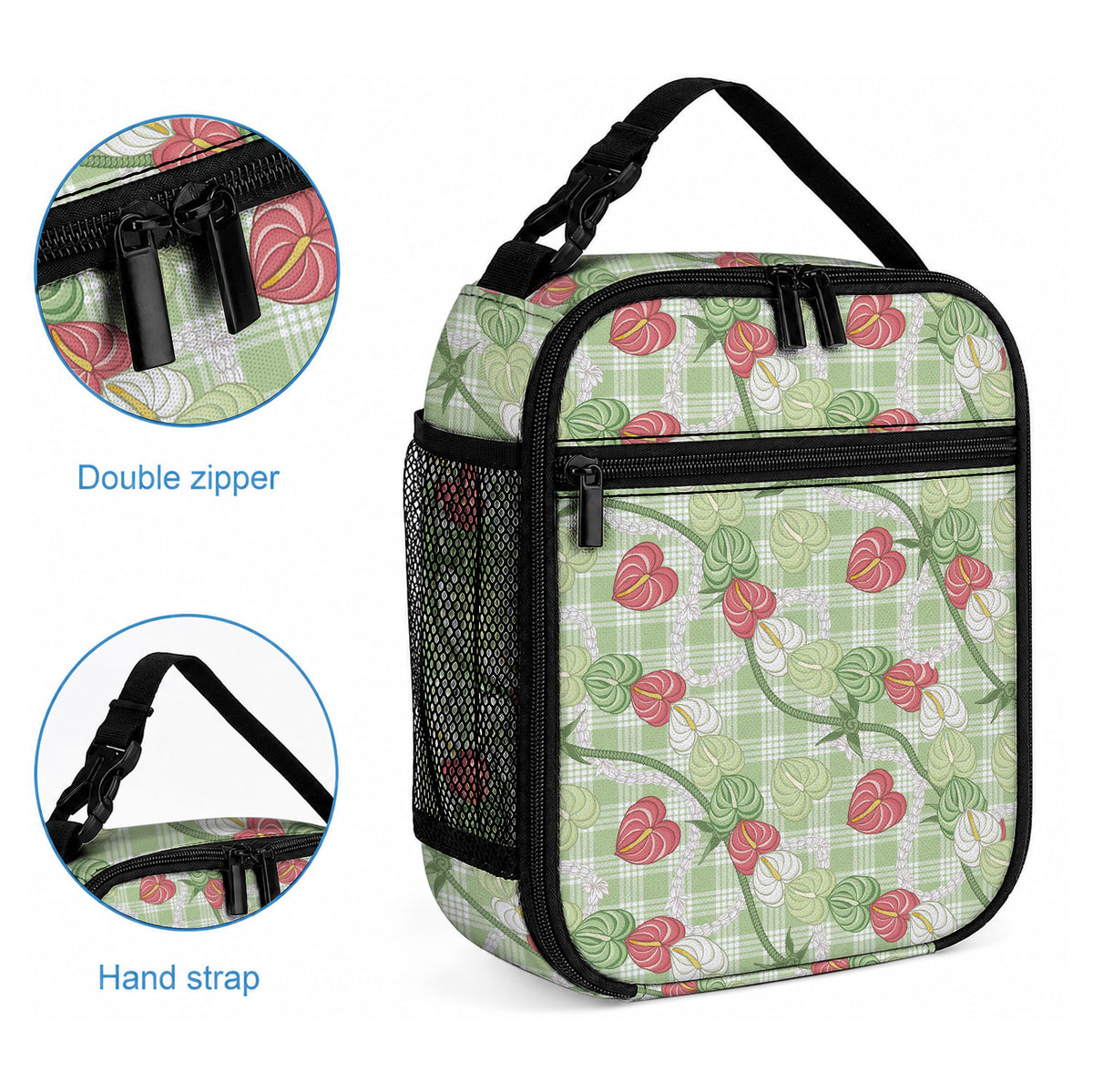 Anthurium Pikake Ti Leaf Palaka Lunch Bag Green Version