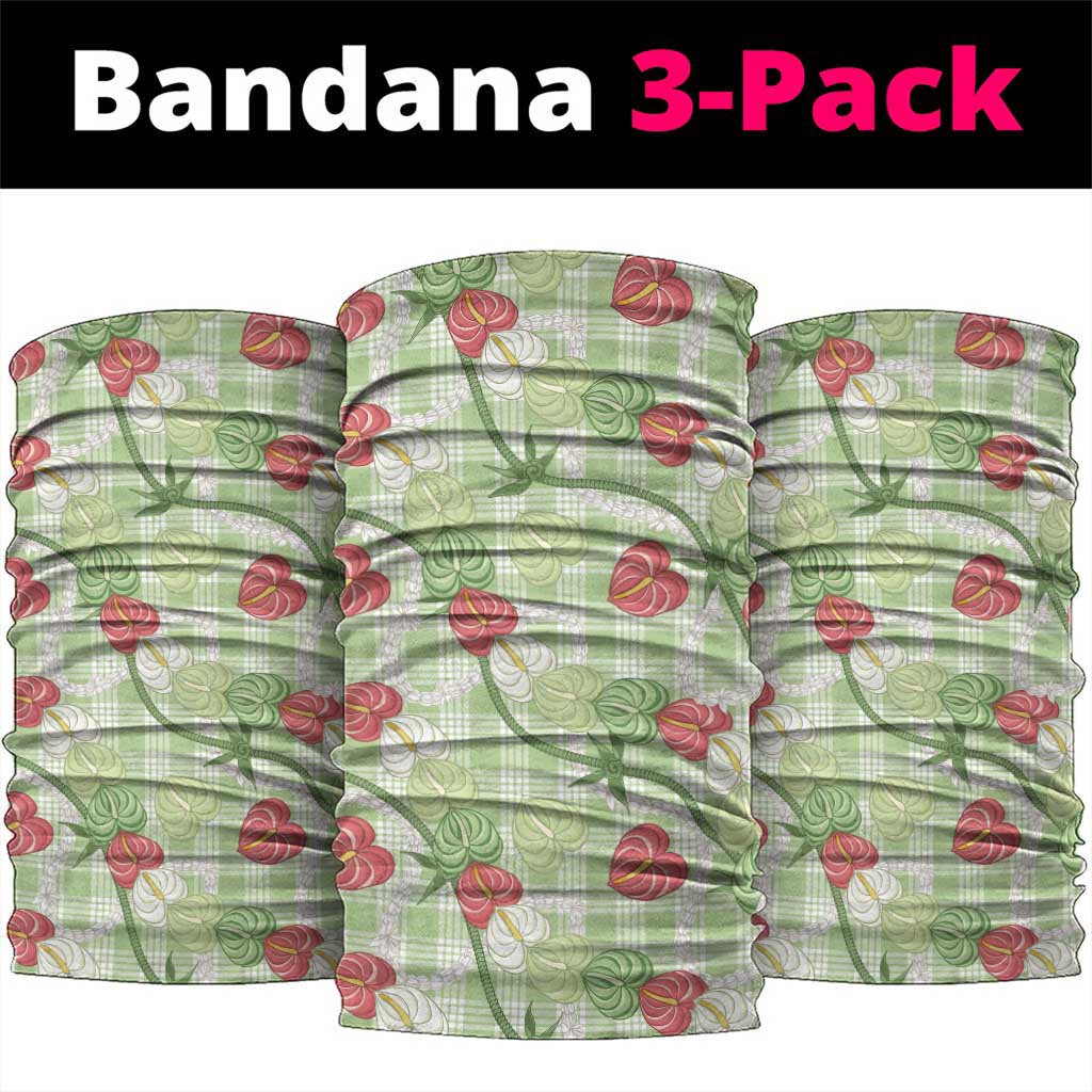 Anthurium Pikake Ti Leaf Palaka Neck Gaiter Green Version LT01 package One Size: 25*50cm Green - Polynesian Pride