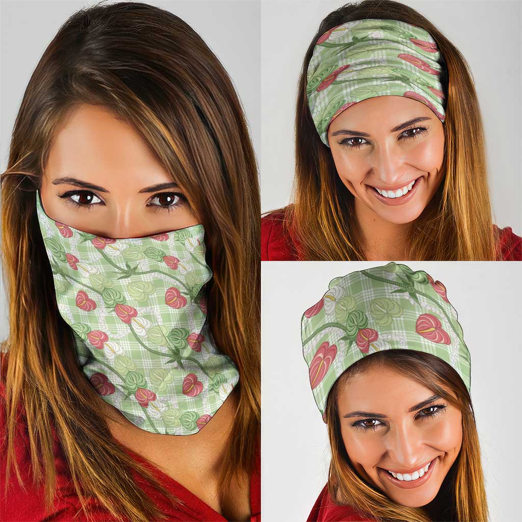 Anthurium Pikake Ti Leaf Palaka Neck Gaiter Green Version LT01 - Polynesian Pride