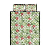 Anthurium Pikake Ti Leaf Palaka Quilt Bed Set Green Version LT01 - Polynesian Pride