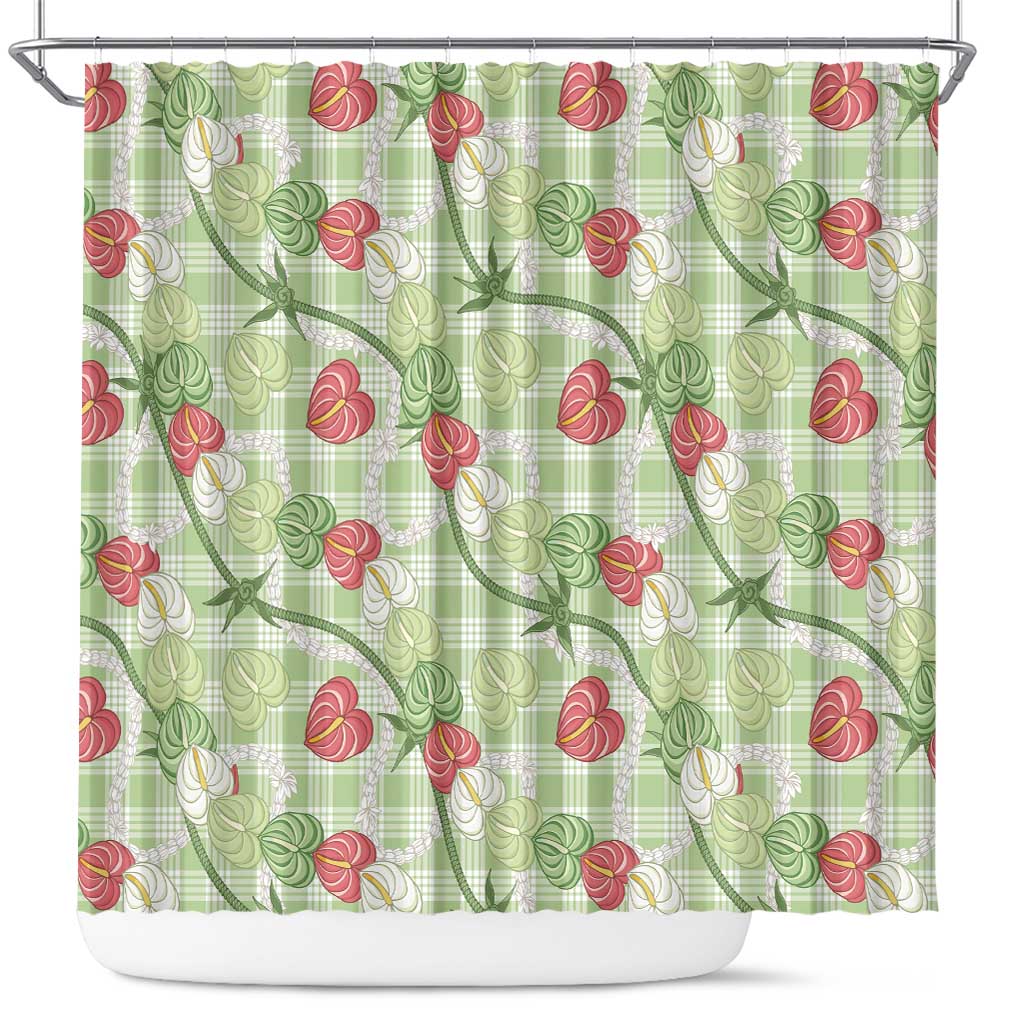 Anthurium Pikake Ti Leaf Palaka Shower Curtain Green Version