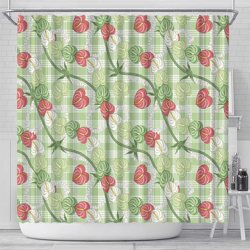 Anthurium Pikake Ti Leaf Palaka Shower Curtain Green Version