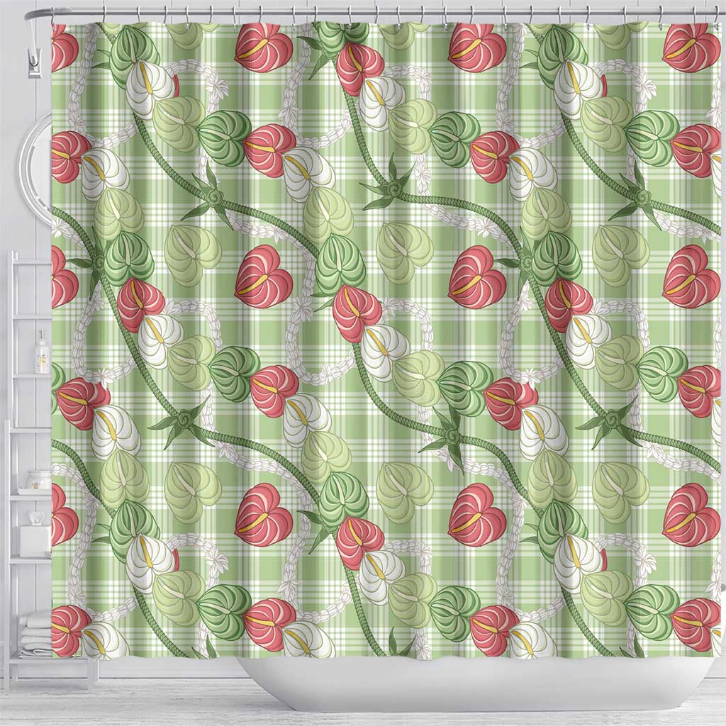 Anthurium Pikake Ti Leaf Palaka Shower Curtain Green Version