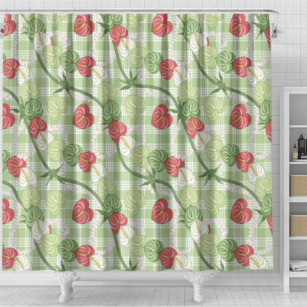 Anthurium Pikake Ti Leaf Palaka Shower Curtain Green Version