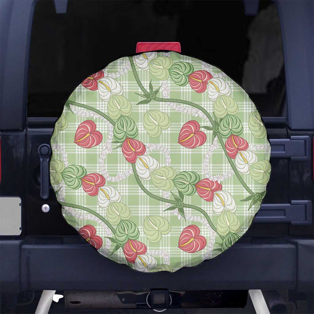 Anthurium Pikake Ti Leaf Palaka Spare Tire Cover Green Version LT01 No hole Green - Polynesian Pride