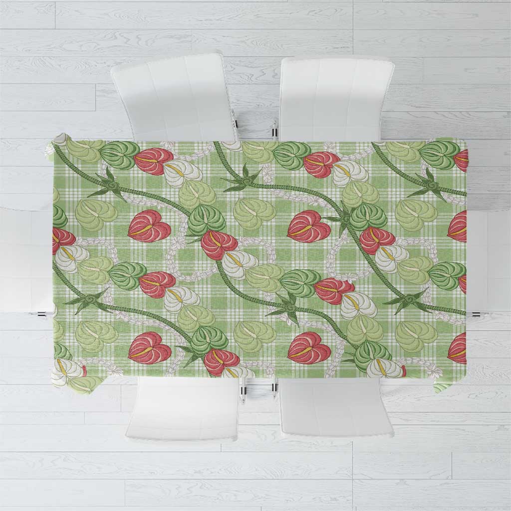Anthurium Pikake Ti Leaf Palaka Tablecloth Green Version LT01 Green - Polynesian Pride