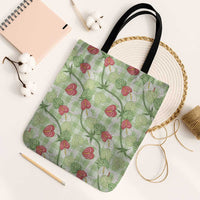 Anthurium Pikake Ti Leaf Palaka Tote Bag Green Version LT01 Black Strap One Size Green - Polynesian Pride