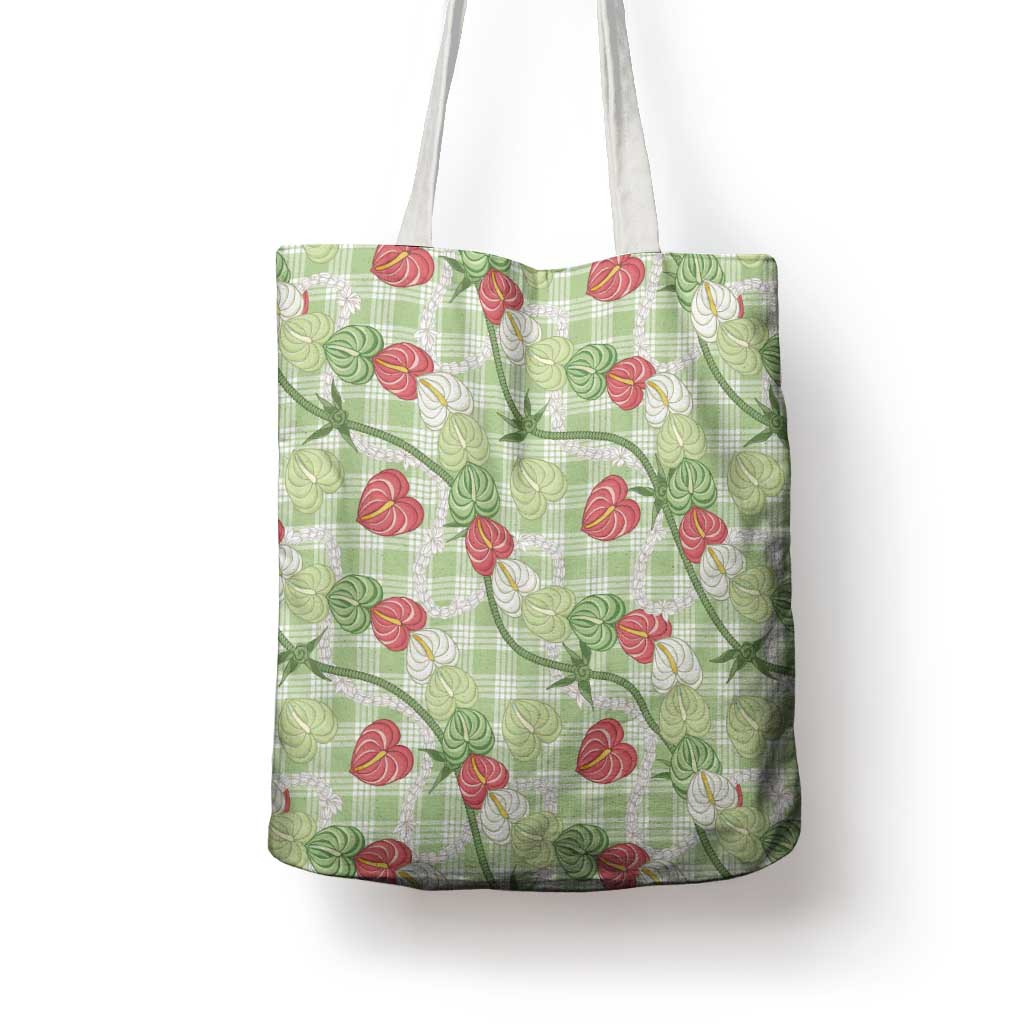 Anthurium Pikake Ti Leaf Palaka Tote Bag Green Version LT01 - Polynesian Pride