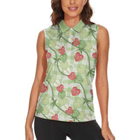 Anthurium Pikake Ti Leaf Palaka Women Sleeveless Polo Shirt Green Version