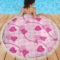 Anthurium Pikake Ti Leaf Palaka Beach Blanket Pink Version LT01 - Polynesian Pride