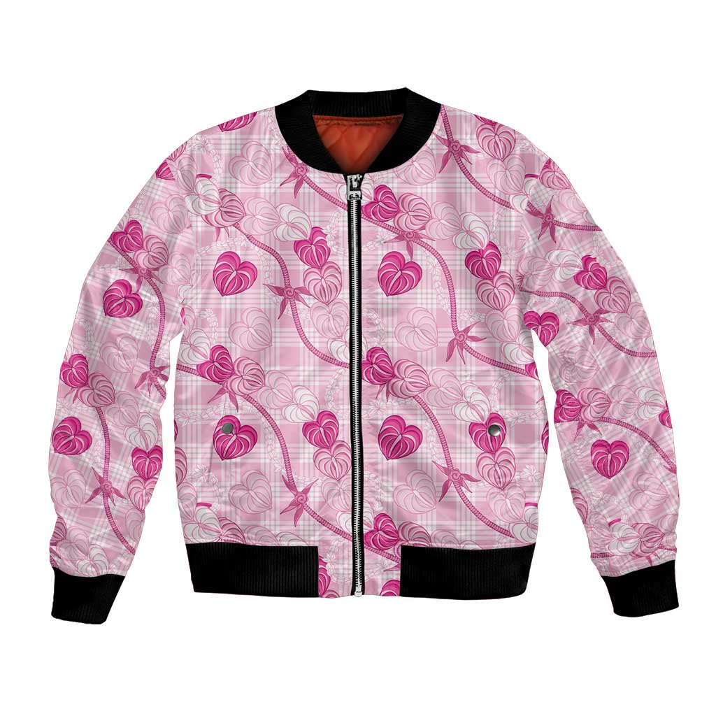 Anthurium Pikake Ti Leaf Palaka Bomber Jacket Pink Version