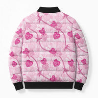 Anthurium Pikake Ti Leaf Palaka Bomber Puffer Jacket Pink Version LT01 - Polynesian Pride
