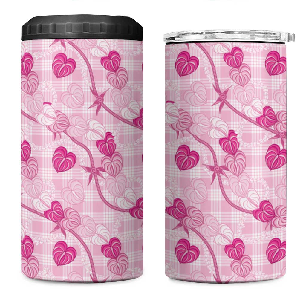 Anthurium Pikake Ti Leaf Palaka 4 in 1 Can Cooler Tumbler Pink Version LT01 One Size: 16 oz Pink - Polynesian Pride
