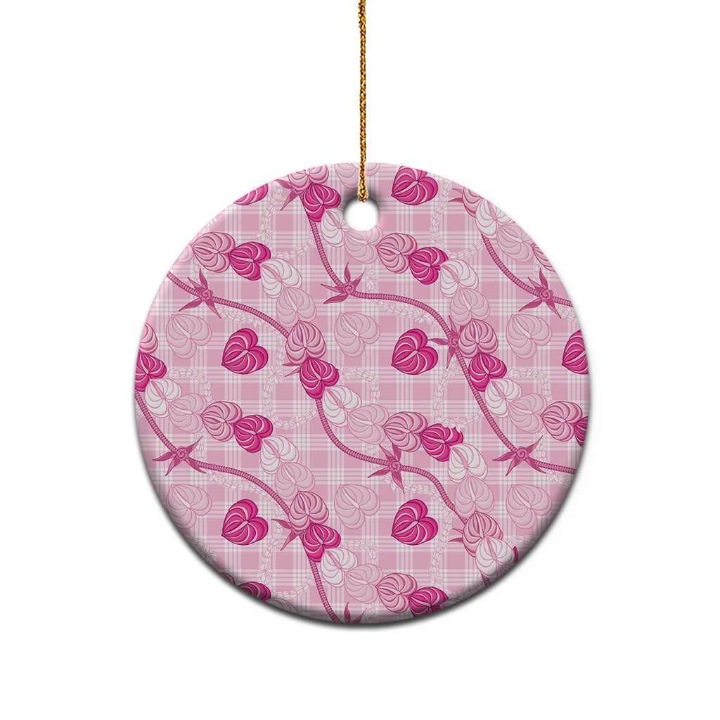 Anthurium Pikake Ti Leaf Palaka Ceramic Ornament Pink Version LT01 - Polynesian Pride