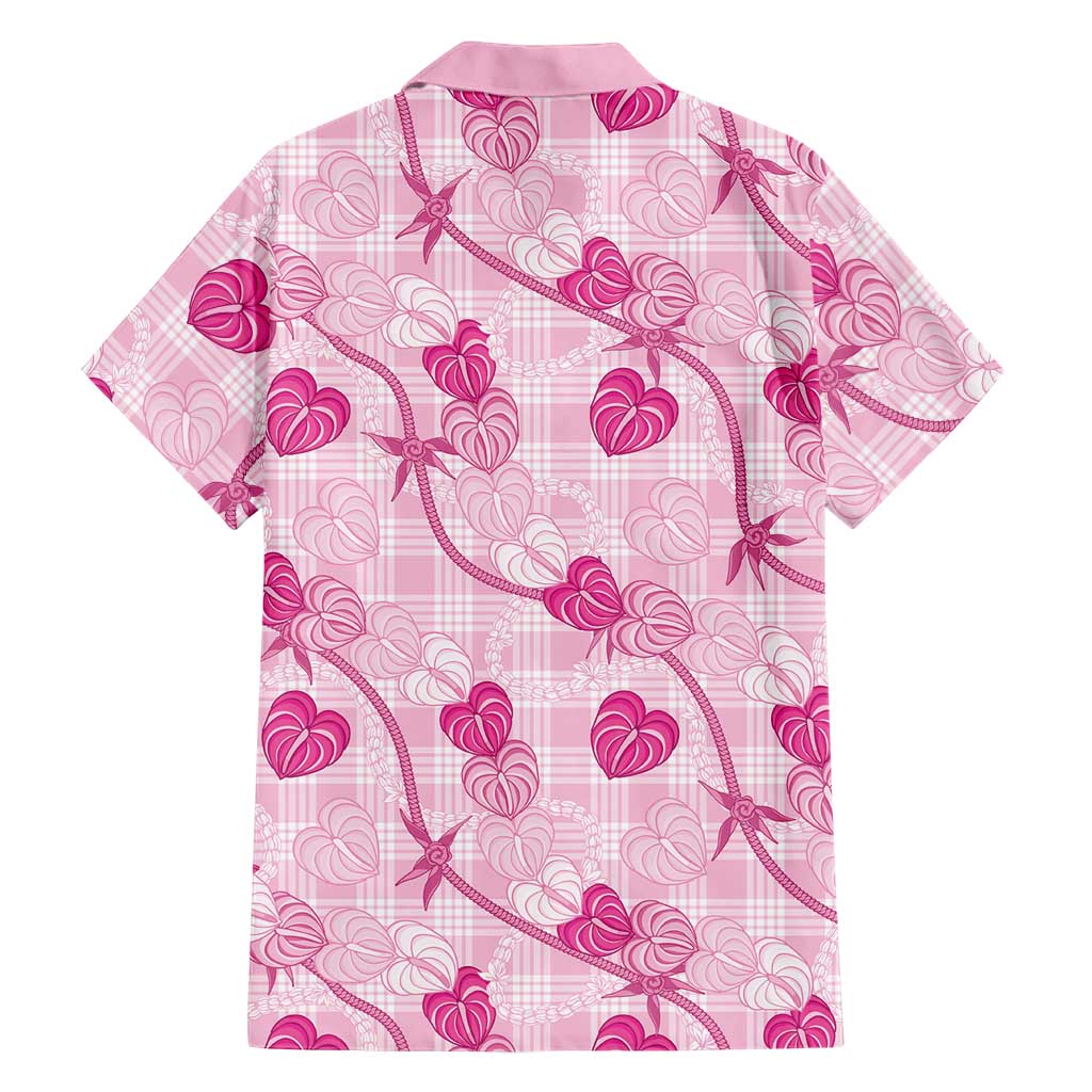 Anthurium Pikake Ti Leaf Palaka Family Matching Off Shoulder Maxi Dress and Hawaiian Shirt Pink Version LT01 - Polynesian Pride