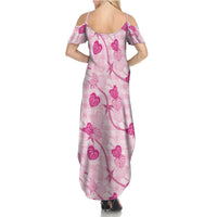 Anthurium Pikake Ti Leaf Palaka Family Matching Summer Maxi Dress and Hawaiian Shirt Pink Version LT01 - Polynesian Pride