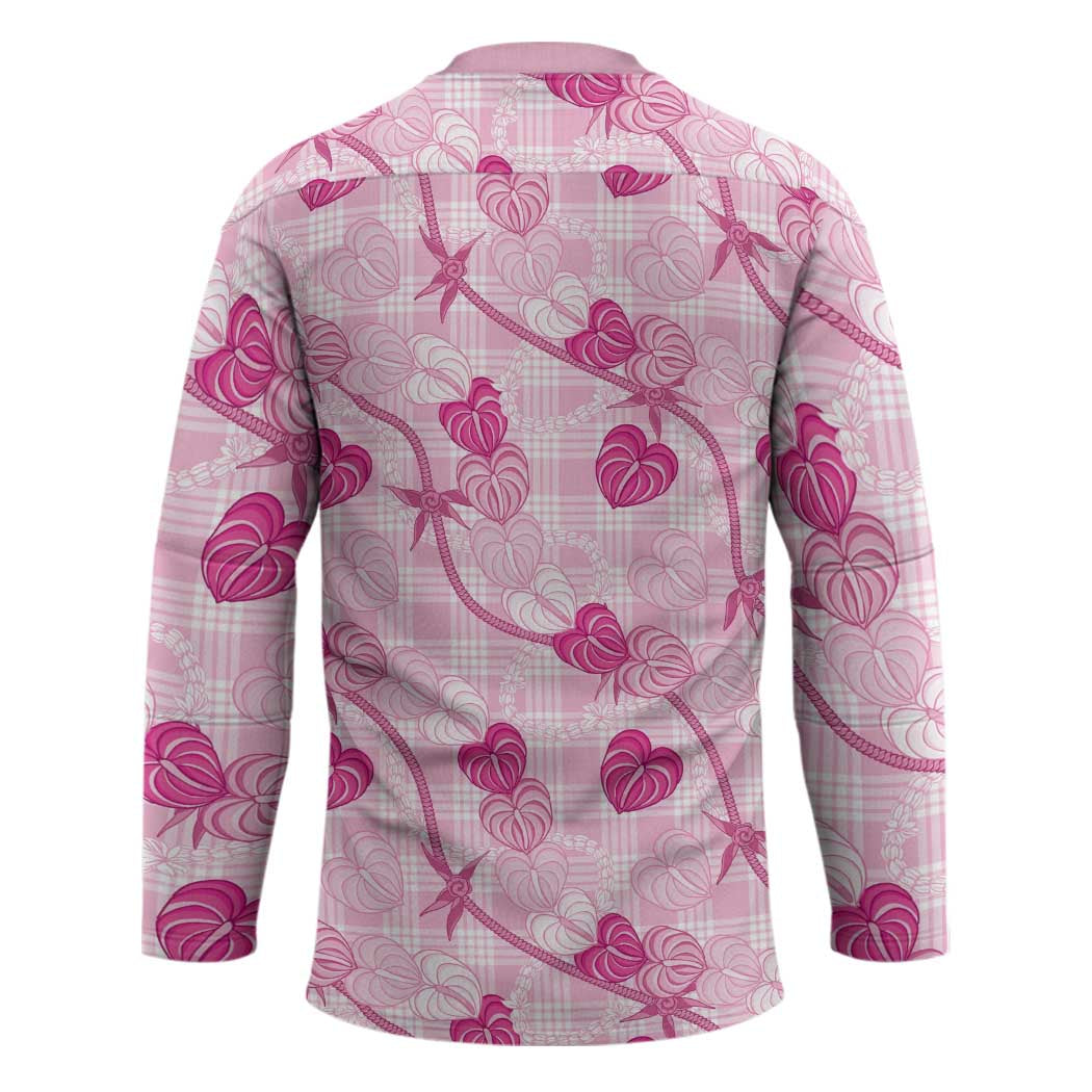 Anthurium Pikake Ti Leaf Palaka Hockey Jersey Pink Version LT01 - Polynesian Pride