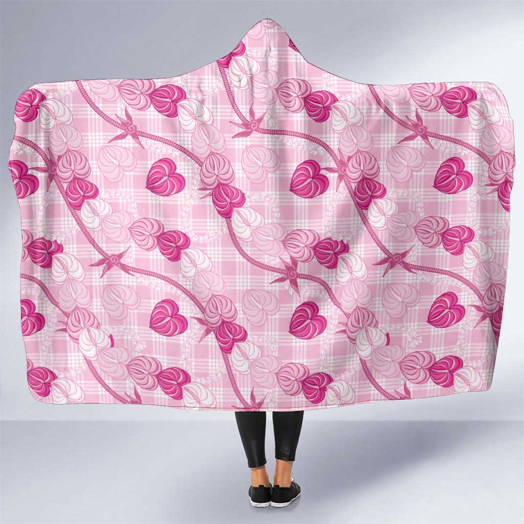Anthurium Pikake Ti Leaf Palaka Hooded Blanket Pink Version