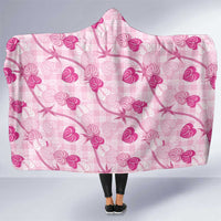 Anthurium Pikake Ti Leaf Palaka Hooded Blanket Pink Version