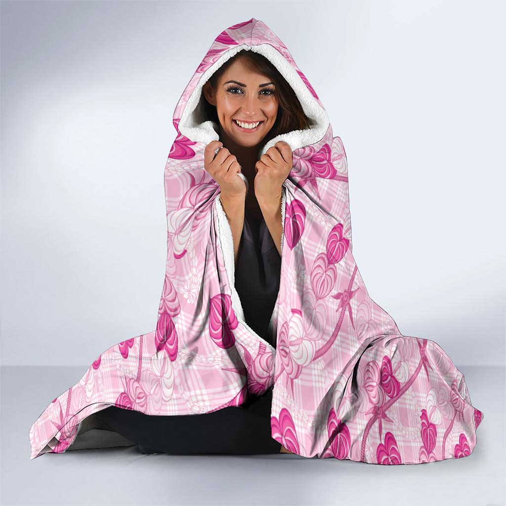 Anthurium Pikake Ti Leaf Palaka Hooded Blanket Pink Version