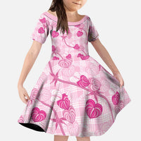 Anthurium Pikake Ti Leaf Palaka Kid Short Sleeve Dress Pink Version LT01 KID Pink - Polynesian Pride
