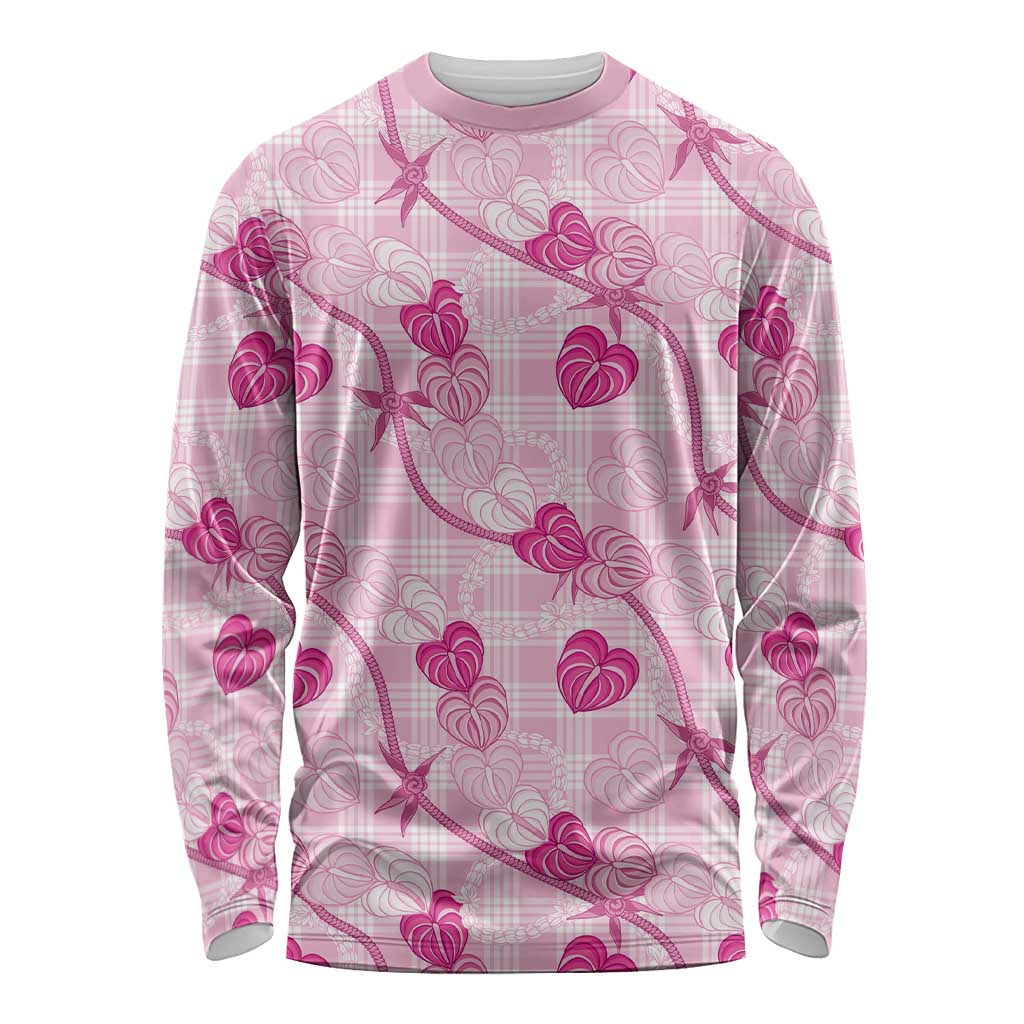 Anthurium Pikake Ti Leaf Palaka Long Sleeve Shirt Pink Version