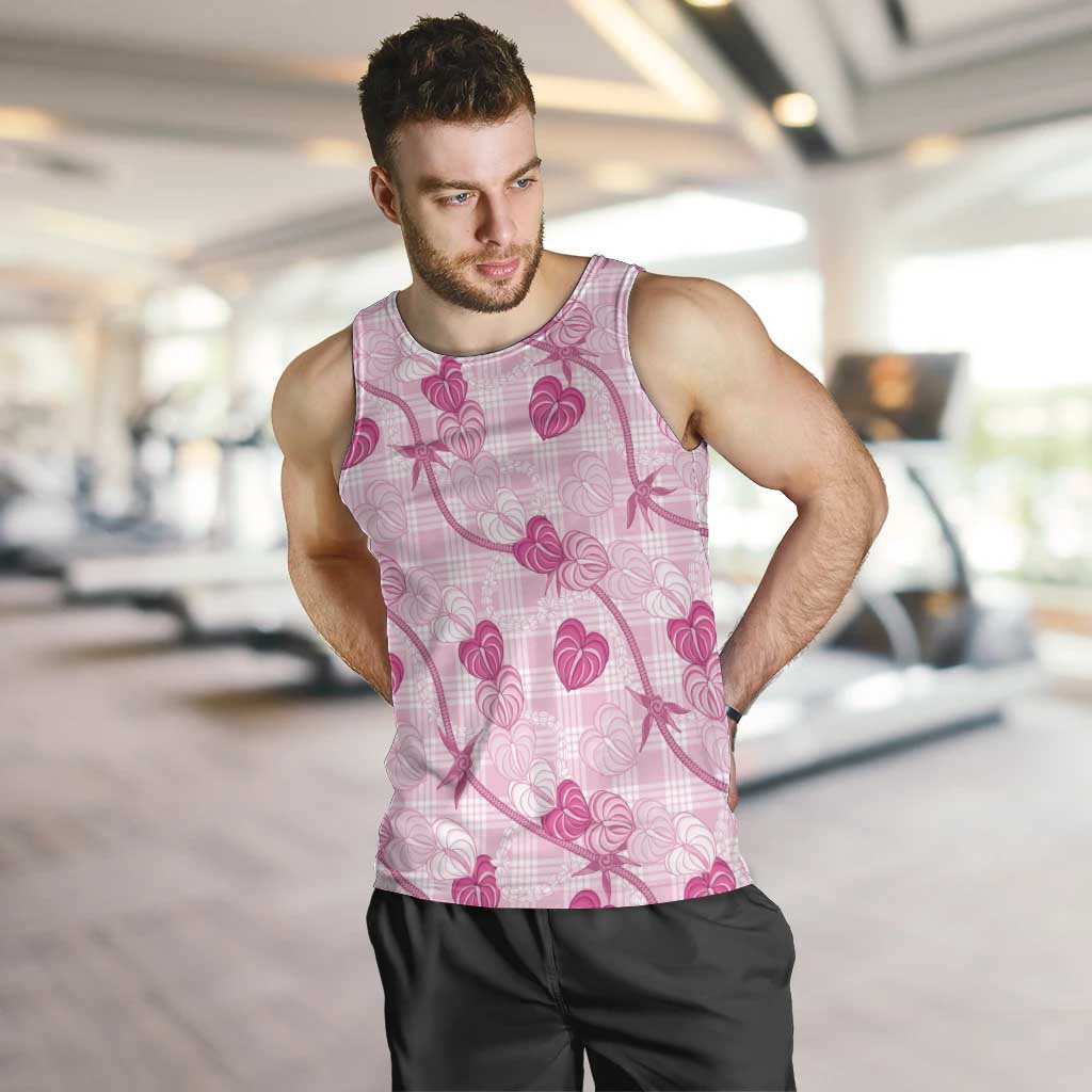 Anthurium Pikake Ti Leaf Palaka Men Tank Top Pink Version LT01 Pink - Polynesian Pride