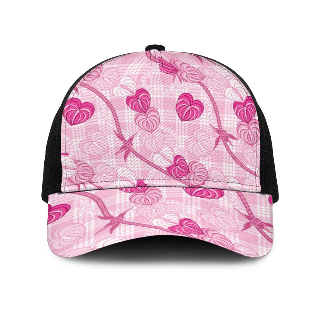Anthurium Pikake Ti Leaf Palaka Mesh Trucker Cap Pink Version