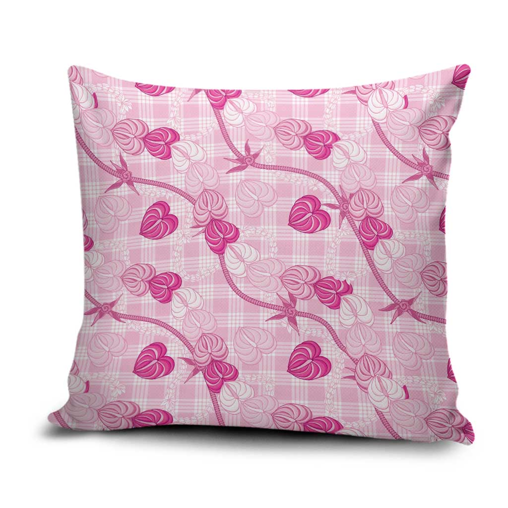 Anthurium Pikake Ti Leaf Palaka Pillow Cover Pink Version LT01 Pink - Polynesian Pride