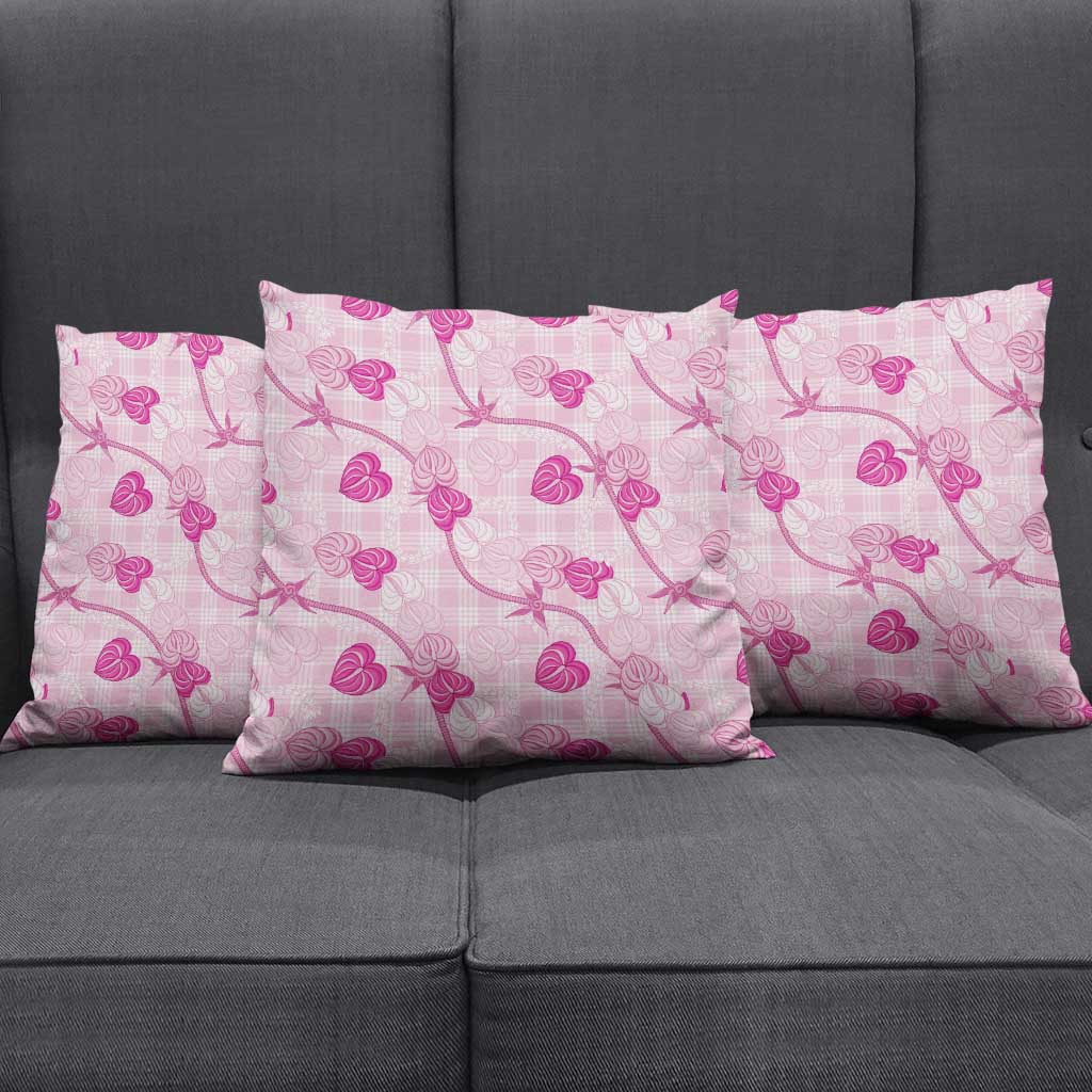 Anthurium Pikake Ti Leaf Palaka Pillow Cover Pink Version LT01 - Polynesian Pride