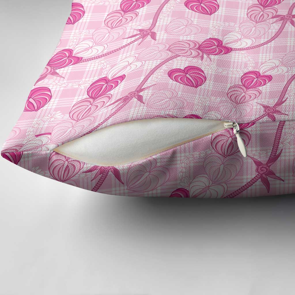 Anthurium Pikake Ti Leaf Palaka Pillow Cover Pink Version LT01 - Polynesian Pride